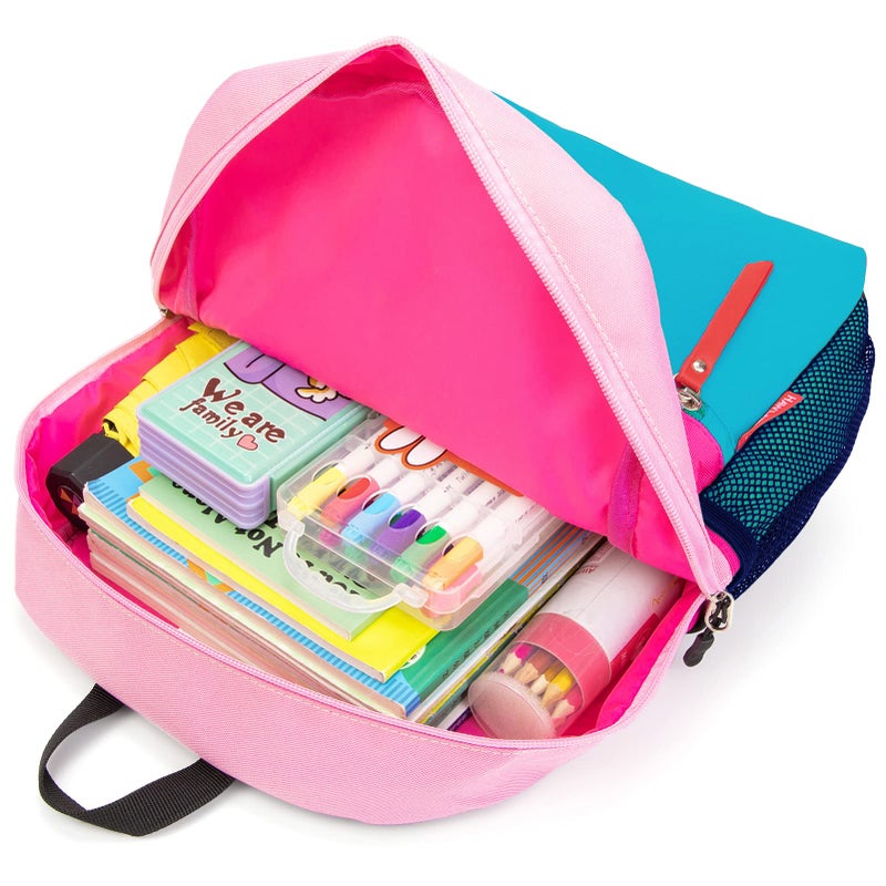 HawLander Little Kids Backpack for Boys or Girls, Toddler School Bag Fits 3 to 6 years old, Pink Blue, 15 Inch - Image 5